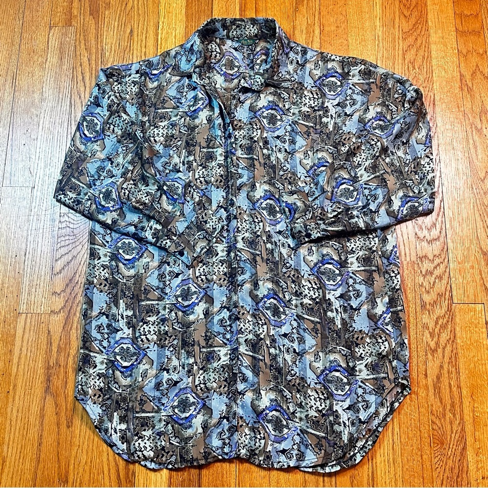 Vintage An Na Fashion Blouse Tunic Shirt Geometric Womens Size 1X